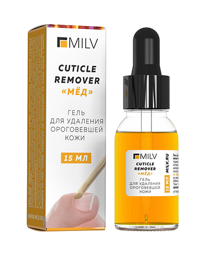 Средство для удаления ороговевшей кожи, TM Milv (Cuticle remover «Мёд» 15 мл. MILV)