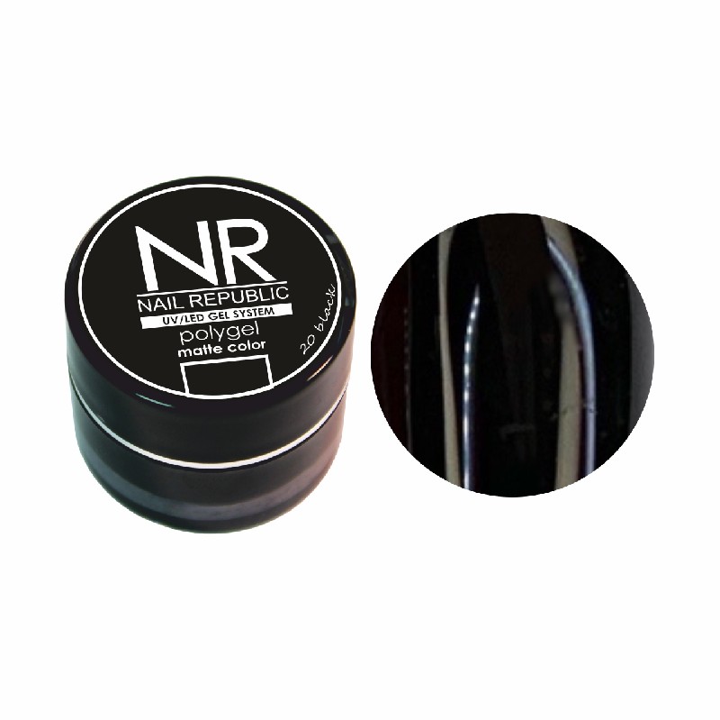 PolyGel, TM Nail Republic (№20 matte, черный 7гр)