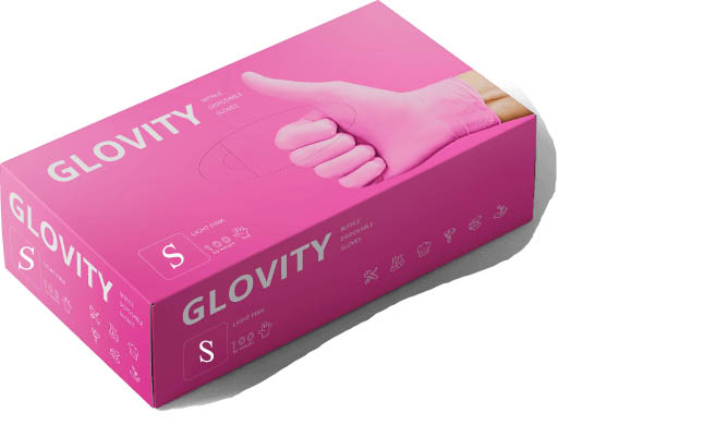 Перчатки нитриловые, TM Glovity (Розовые S)