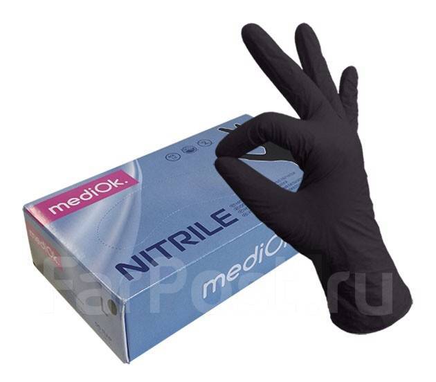 Перчатки нитриловые, TM mediOK (Черный М 100шт)