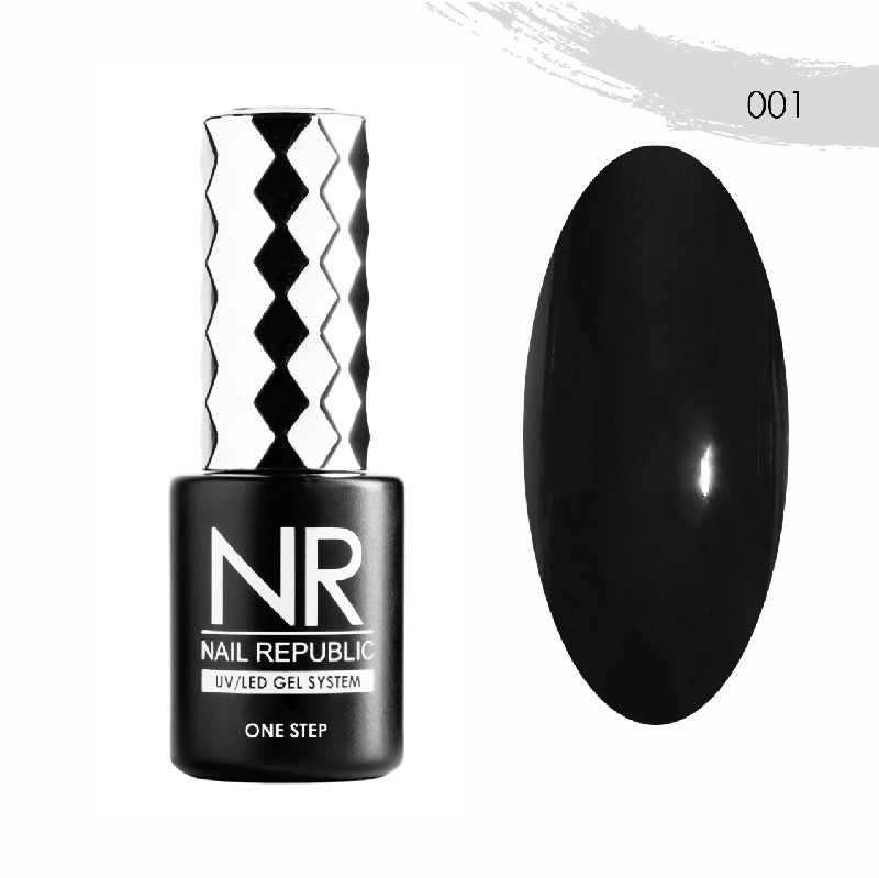 Гель-лак однофазный One Step 10 мл, TM Nail Republic (001, Черный)