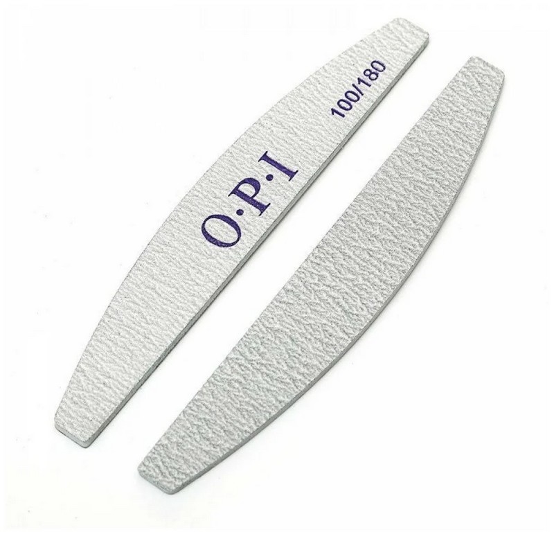 Пилка, ТМ OPI (Лодка тонкая (деревянная основа) 100/180 грит 5шт)