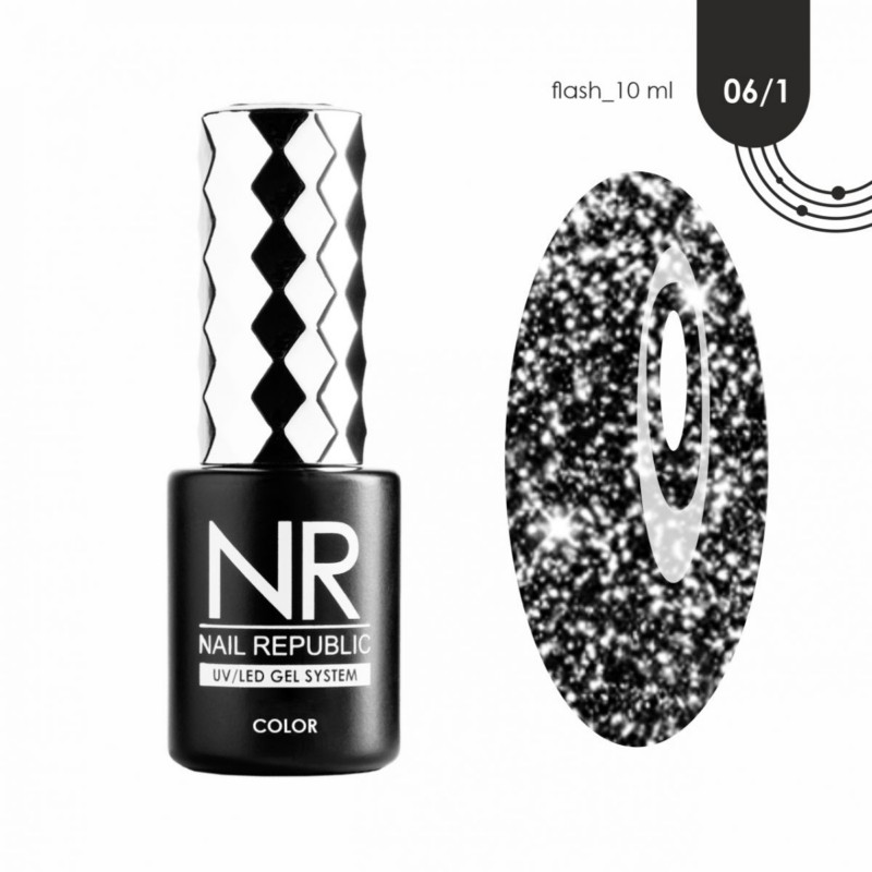 Гель-лак Flash 10 мл, TM Nail Republic (6/1, черный)